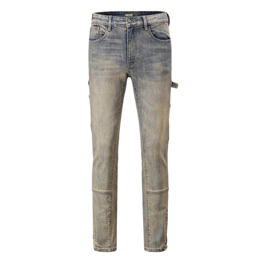 STRAIGHT DISTRESSED DENIM JEANS